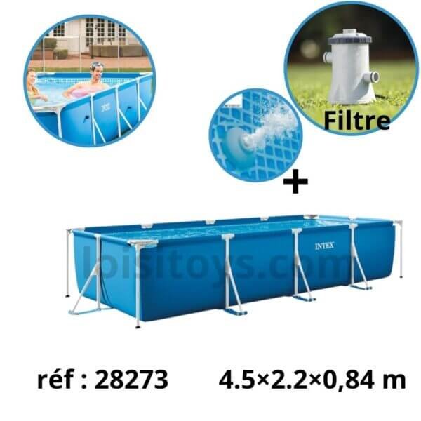 Piscine Metal Frame Junior rectangulaire avec Filtre 4,50 x 2,20 x 0,84 m