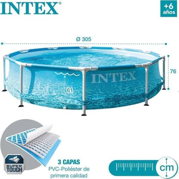 ⁦Intex piscine beachside metal 305x76cm⁩ - الصورة ⁦2⁩